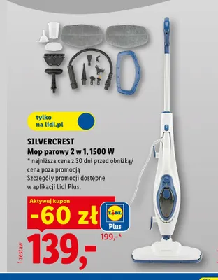 Mop parowy 2 w 1 1500W Silvercrest promocja w Lidl
