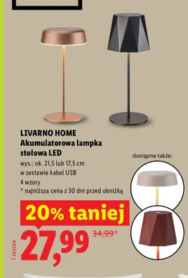 Akumulatorowa lampka stołowa LED Livarno Home promocja w Lidl
