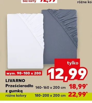 Prześcieradło z gumką Livarno 90-100x200 cm promocja w Kaufland