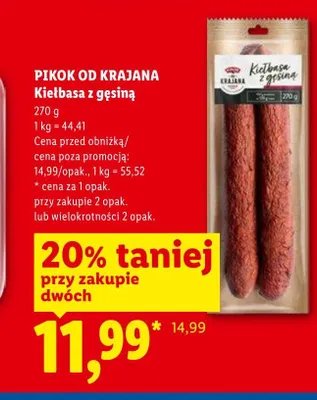 Kiełbasa z gęsiną Pikok od Krajana promocja w Lidl