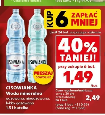 Woda mineralna Cisowianka promocja w Kaufland