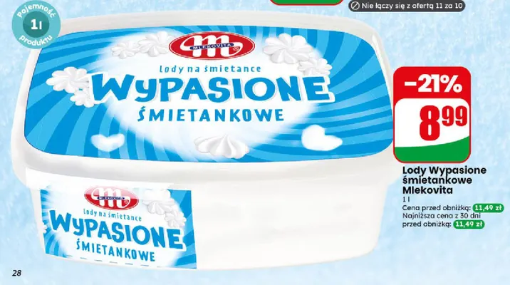 Lody Wypasione śmietankowe Mlekovita promocja w Dino