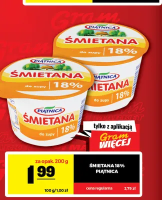 Śmietana 18% Piątnica bio promocja w Gram Market
