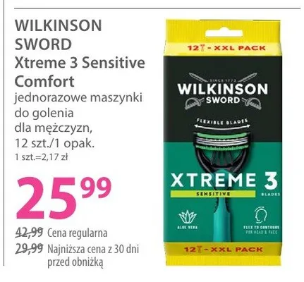 Jednorazowe maszynki do golenia dla mężczyzn Xtreme 3 Sensitive Comfort promocja w Hebe