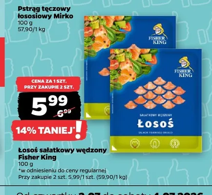 Łosoś sałatkowy wędzony Fisher King promocja w Netto