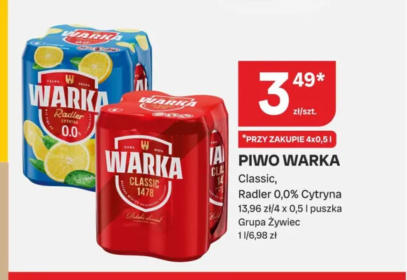 Piwo Warka Classic 4-pak 500 ml promocja w Chorten