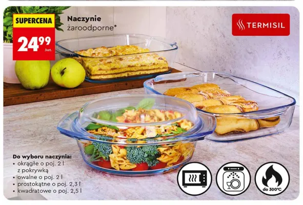 Naczynie żaroodporne kwadratowe 2,5 l Termisil promocja w Biedronka