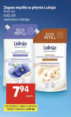 Zapas mydła w płynie Luksja promocja w Delikatesy Centrum