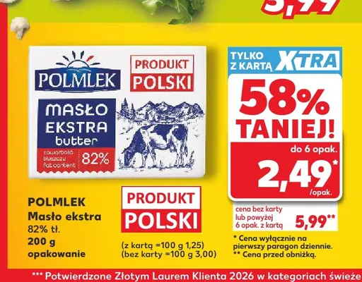 Masło ekstra Polmlek 82% promocja w Kaufland