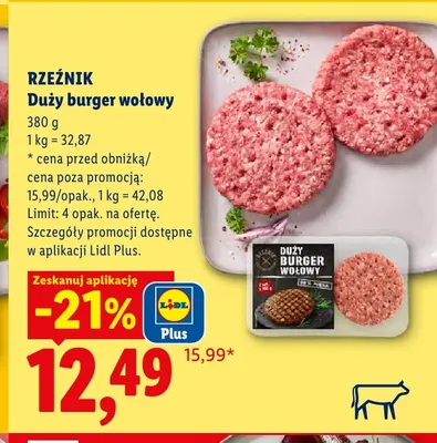 Duży burger wołowy Rzeźnik promocja w Lidl