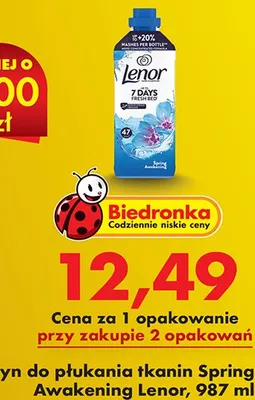Płyn do płukania tkanin Lenor Spring Awakening 987 ml promocja w Biedronka