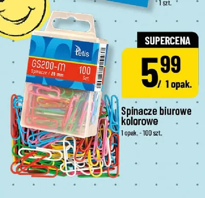 Spinacze biurowe kolorowe Tetis promocja w POLOmarket