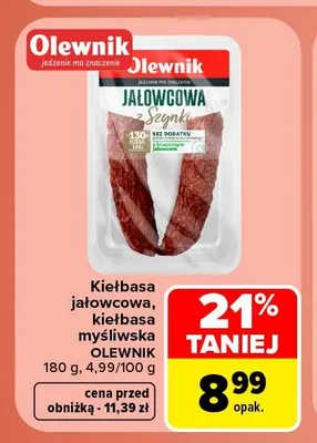 Kiełbasa myśliwska Olewnik promocja w Carrefour Market