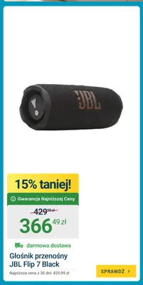 Głośnik przenośny Jbl Flip 7 Black promocja w ERLI