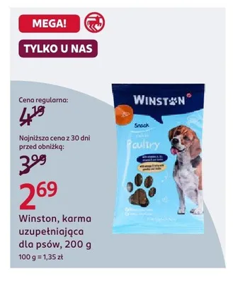 Karma uzupełniająca dla psów Winston Snack Poultry promocja w Rossmann