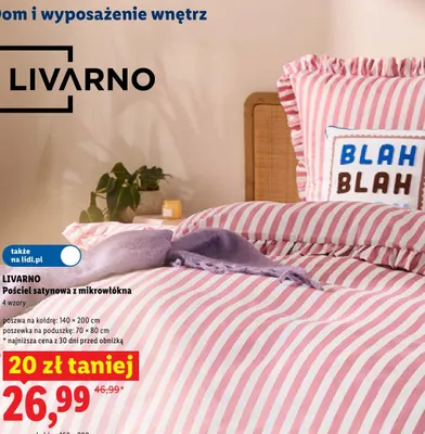 Pościel satynowa z mikrowłókna Livarno poszwa na kołdrę 140x200 cm poszewka na poduszkę 70x80 cm promocja w Lidl