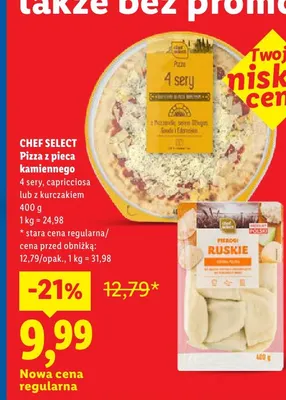 Pizza z pieca kamiennego 4 sery Chef Select promocja w Lidl