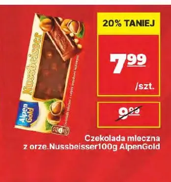 Czekolada mleczna z orzechami Alpen Gold Nussbeisser promocja w API Market