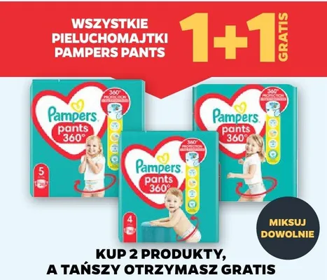 Pieluchomajtki Pampers Pants 1+1 gratis promocja w Netto