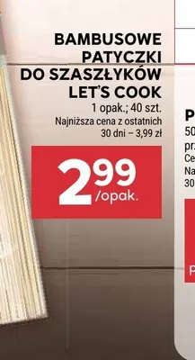 Bambusowe patyczki do szaszłyków Let's Cook promocja w Stokrotka