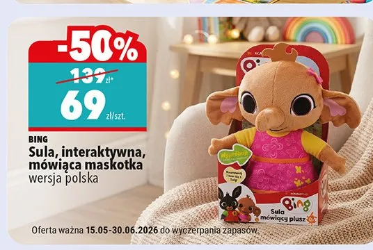 Sula interaktywna mówiąca maskotka BING wersja polska promocja w Biedronka