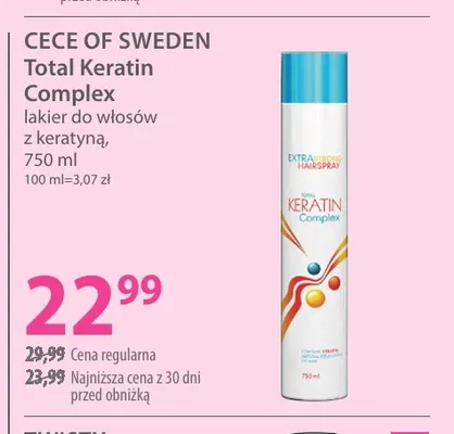 Total Keratin Complex lakier do włosów z keratyną Cece of Sweden promocja w Hebe