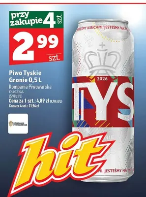 Piwo Tyskie Gronie promocja w TOPAZ