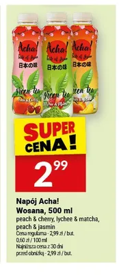 Napój Acha! Wosana lychee & matcha 500ml promocja w Twój Market