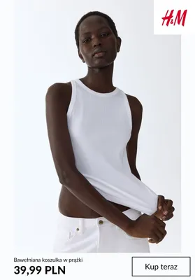 Bawełniana koszulka w prążki H&M promocja w H&M
