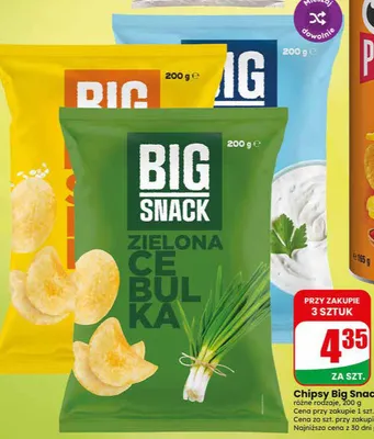 Chipsy Big Snack Zielona Cebulka promocja w Dino