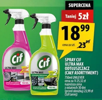 Spray Cif ultra max odtłuszczacz (cały asortyment) promocja w Arhelan