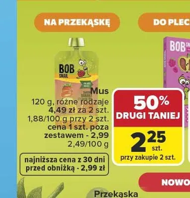 Mus owocowy Bob Snail promocja w Carrefour