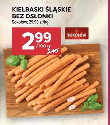 Kiełbaski śląskie bez osłonki Sokołów promocja w Stokrotka