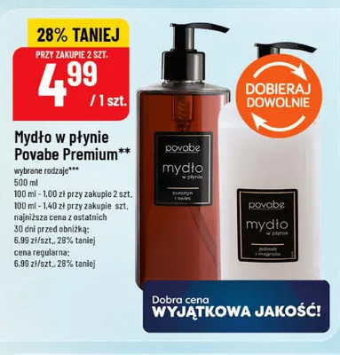 Mydło w płynie Povabe Premium Jedwab i Magnolia promocja w POLOmarket
