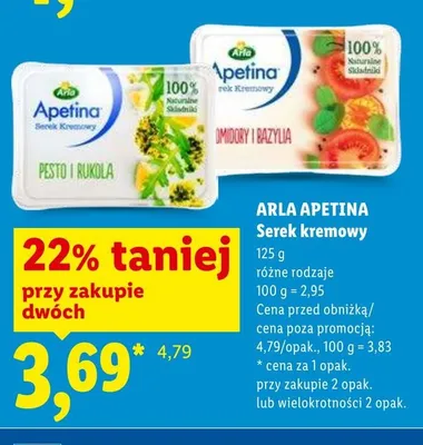 Serek kremowy Arla Apetina promocja w Lidl