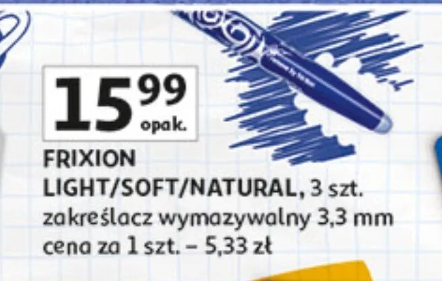 Light/soft/natural, 3 szt. zakreślacz wymazywalny 3.3 mm promocja w Auchan