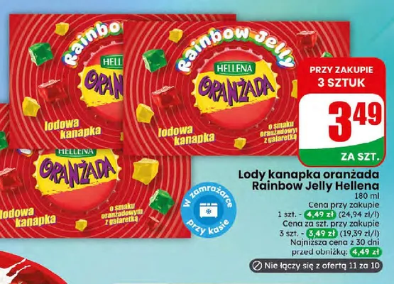 Lody kanapka Hellena Oranżada Rainbow Jelly promocja w Dino