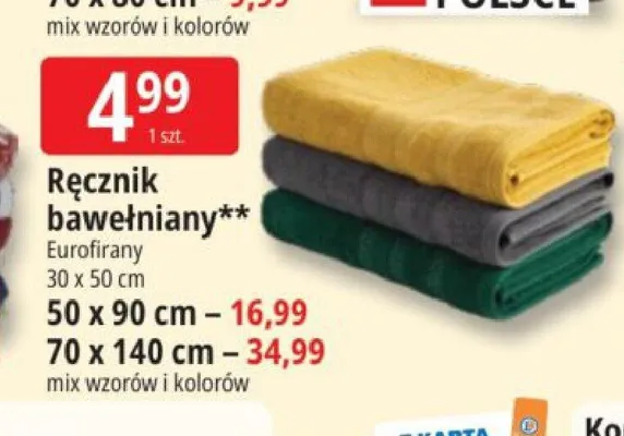 Ręcznik bawełniany Eurofirany 50x90cm promocja w Leclerc