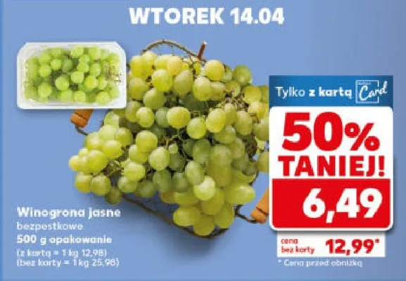 Winogrona jasne bezpestkowe promocja w Kaufland