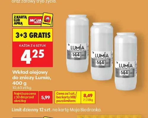Wkład olejowy do zniczy Lumia promocja w Biedronka