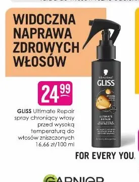 Spray chroniący włosy przed wysoką temperaturą do włosów zniszczonych Gliss Ultimate Repair promocja w Drogerie Jasmin