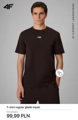 T-shirt regular gładki męski 4F x Robert Lewandowski promocja w 4F