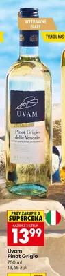 Wino Uvam Pinot Grigio wytrawne białe promocja w Biedronka