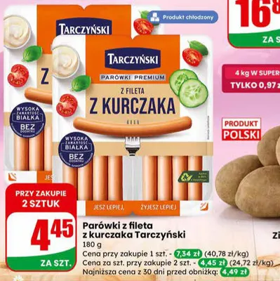 Parówki z fileta z kurczaka promocja w Dino