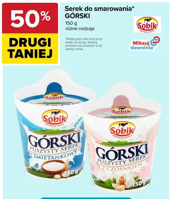 Serek do smarowania Górski z czosnkiem Sobik promocja w Carrefour