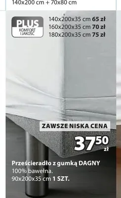 Prześcieradło z gumką 180 x 200 cm Liv & bo promocja w Jysk