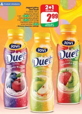 Jogurt pitny Duet jagoda-wiśnia promocja w Dino