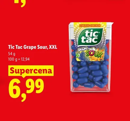 Drażetki Tic Tac Grape Sour XXL promocja w Lidl