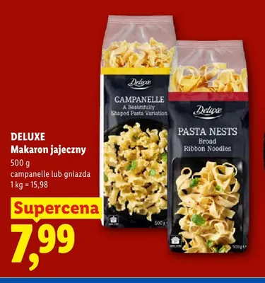 Makaron jajeczny campanelle Deluxe promocja w Lidl