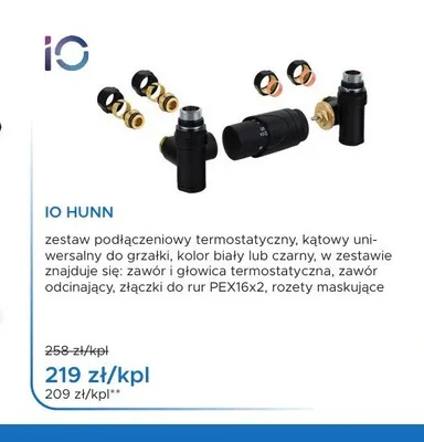 Zestaw podłączeniowy termostatyczny do grzałki IO Hunn promocja w Blu Salony Łazienek